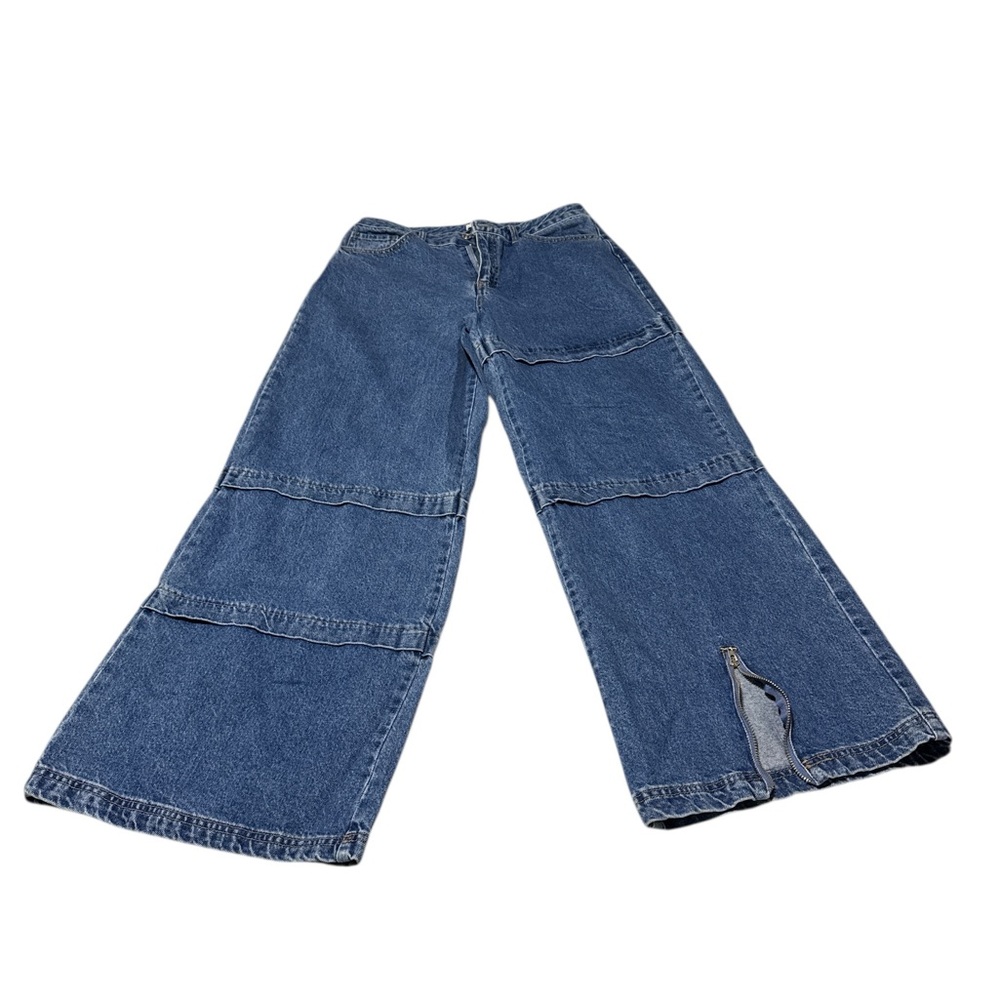 Wide-Leg Blue Jeans